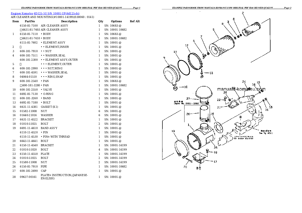 Protected: 6D125-1G S/N 10001-UP Partsbook