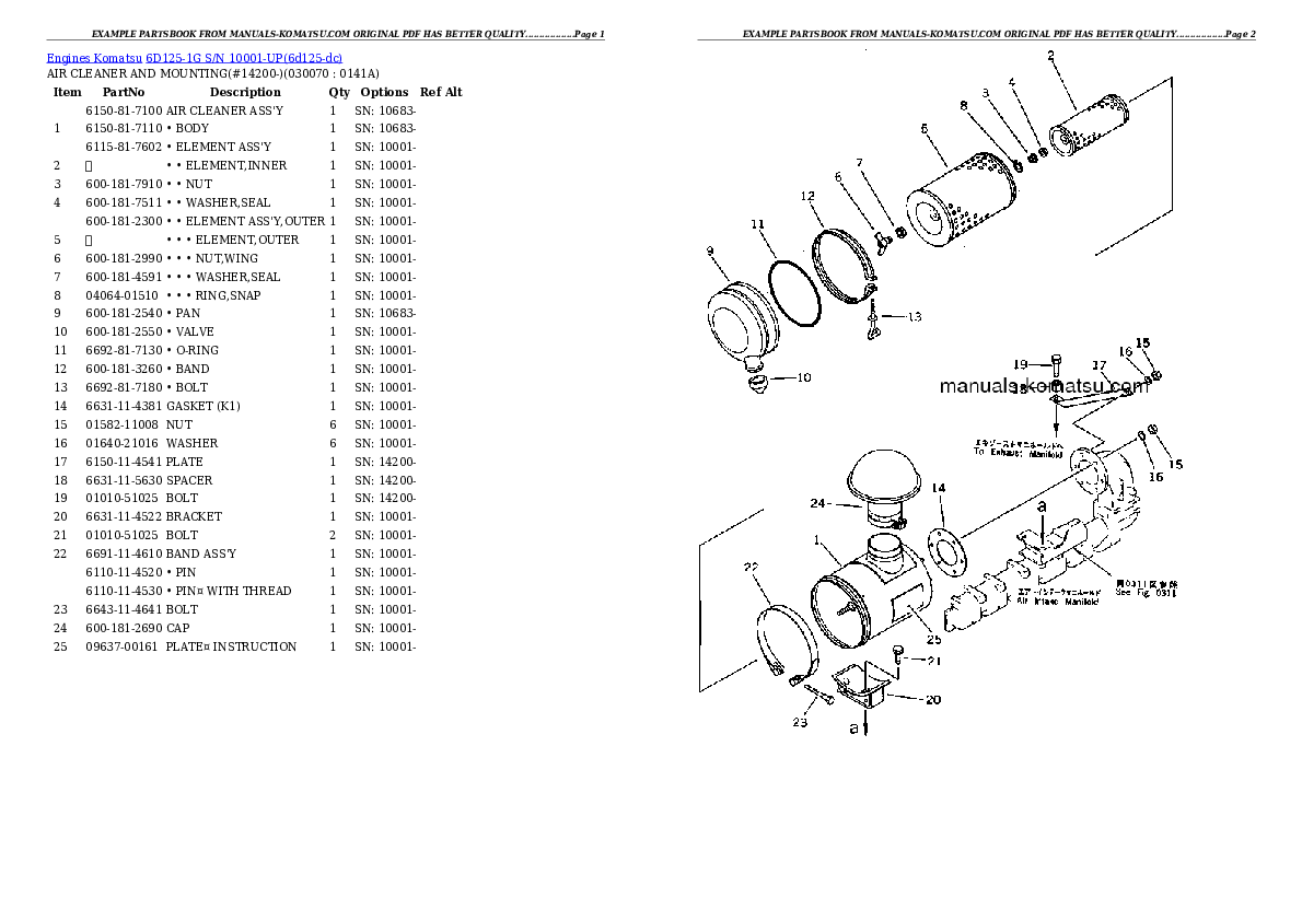 Protected: 6D125-1G S/N 10001-UP Partsbook