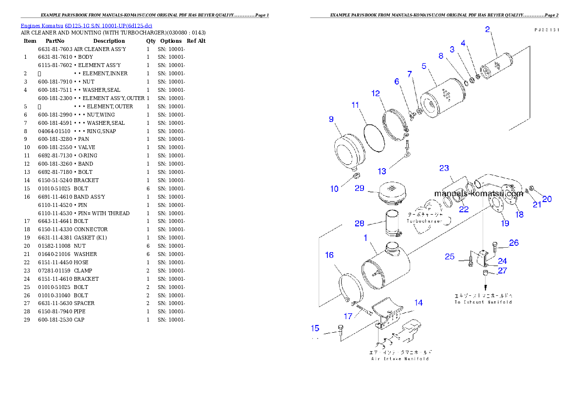 Protected: 6D125-1G S/N 10001-UP Partsbook