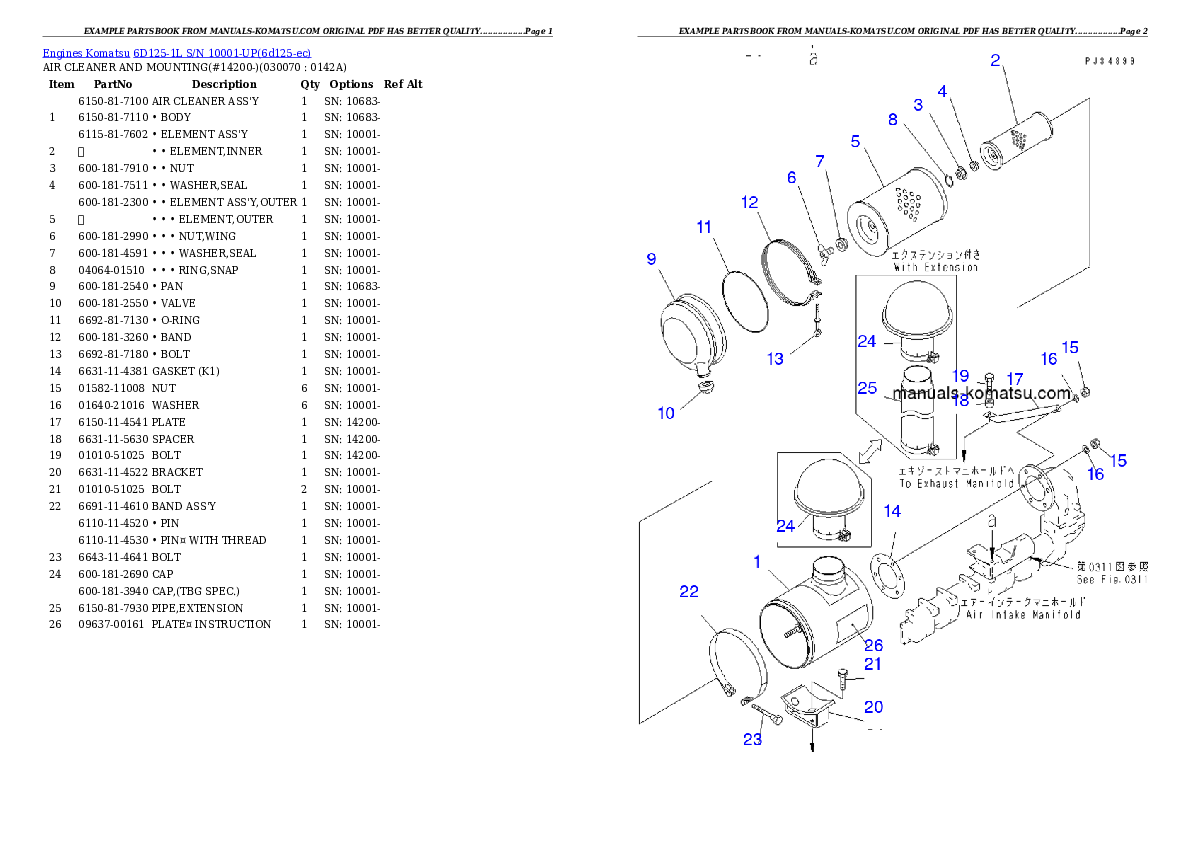 Protected: 6D125-1L S/N 10001-UP Partsbook