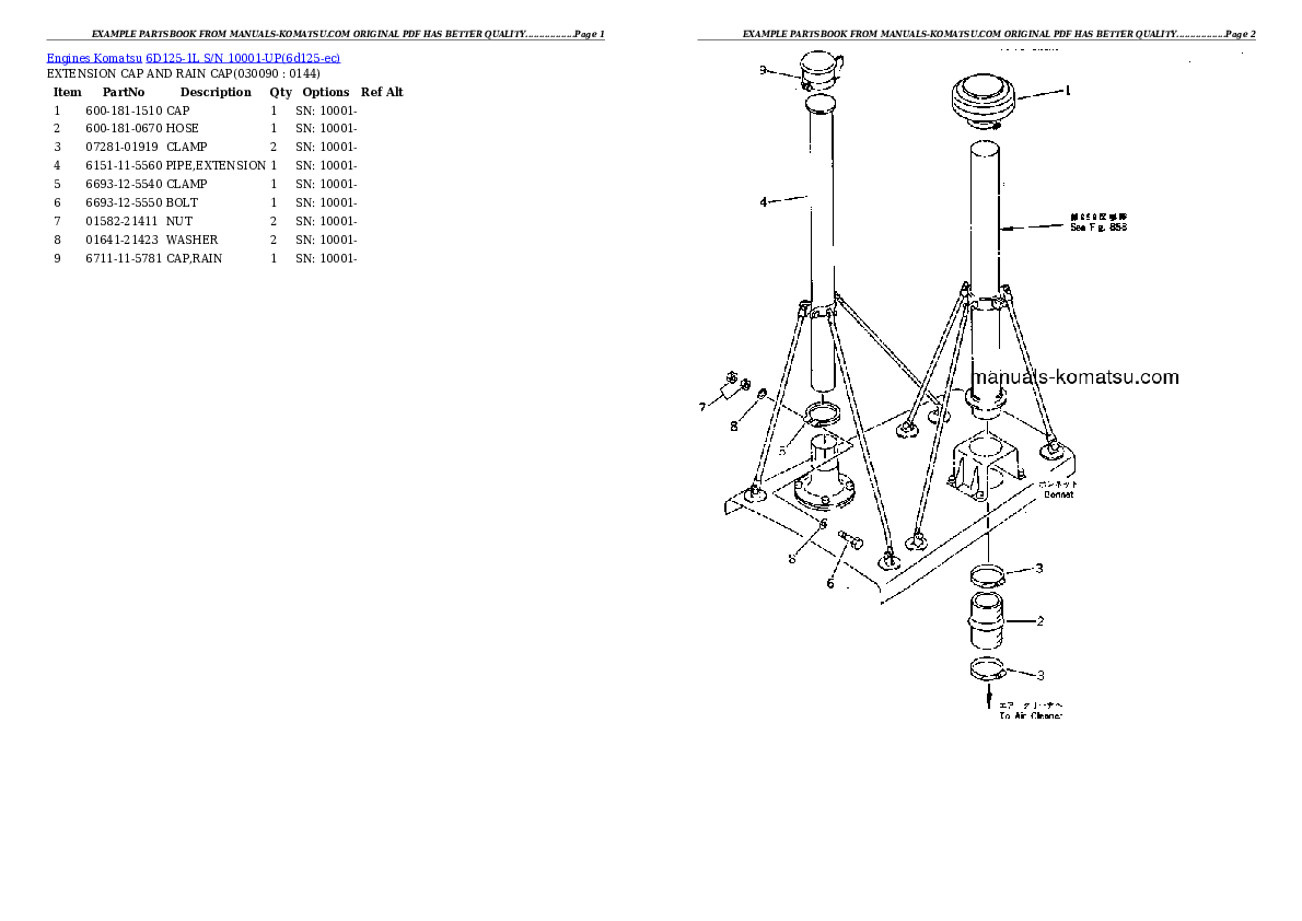 Protected: 6D125-1L S/N 10001-UP Partsbook