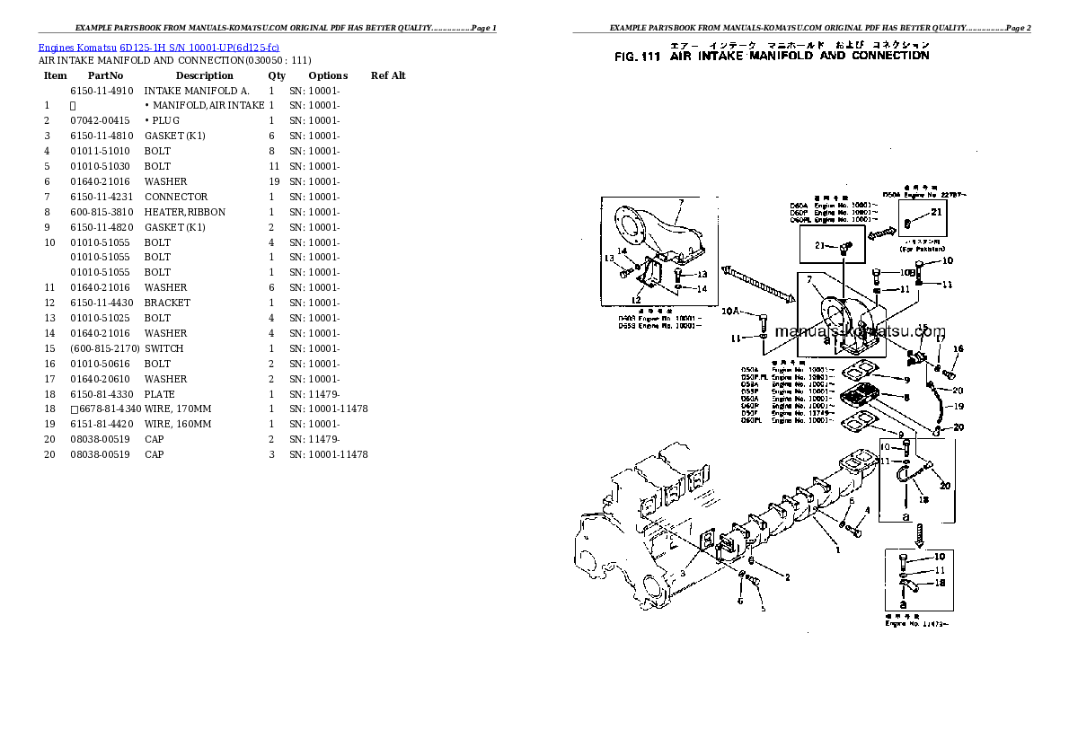 Protected: 6D125-1H S/N 10001-UP Partsbook