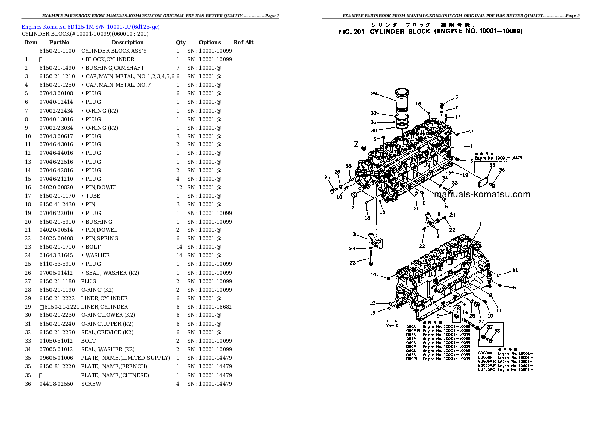 Protected: 6D125-1M S/N 10001-UP Partsbook