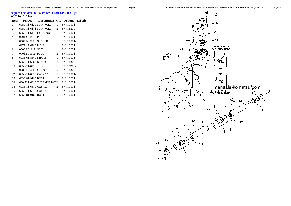 Protected: 6D125-1W S/N 10001-UP Partsbook