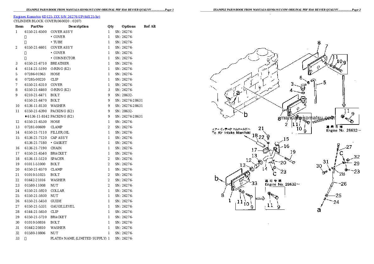 Protected: 6D125-1XX S/N 26276-UP Partsbook