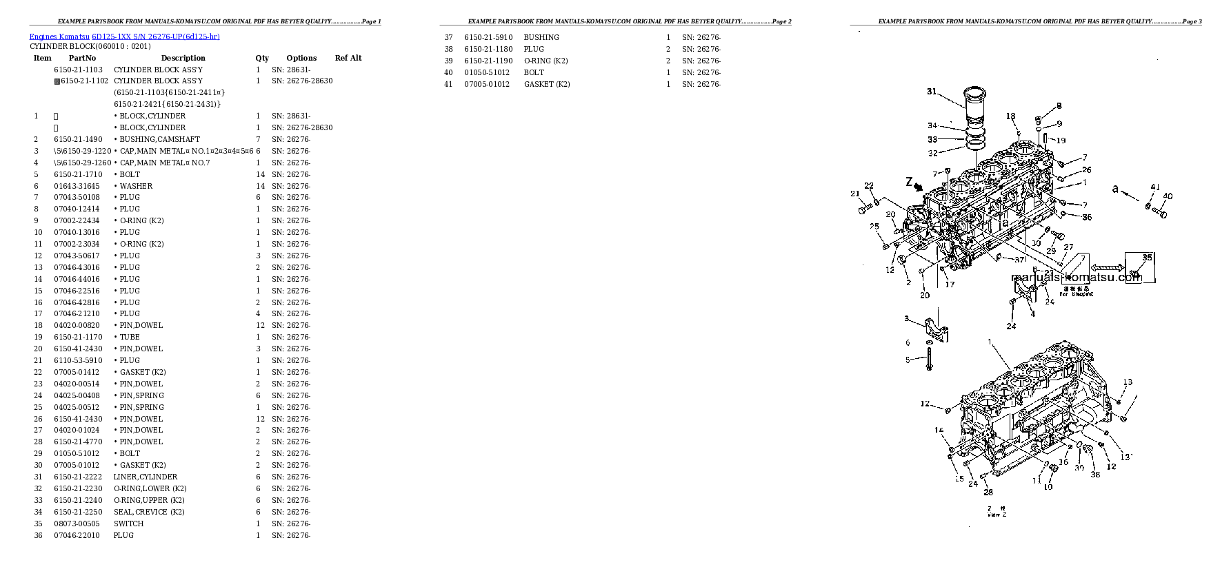Protected: 6D125-1XX S/N 26276-UP Partsbook