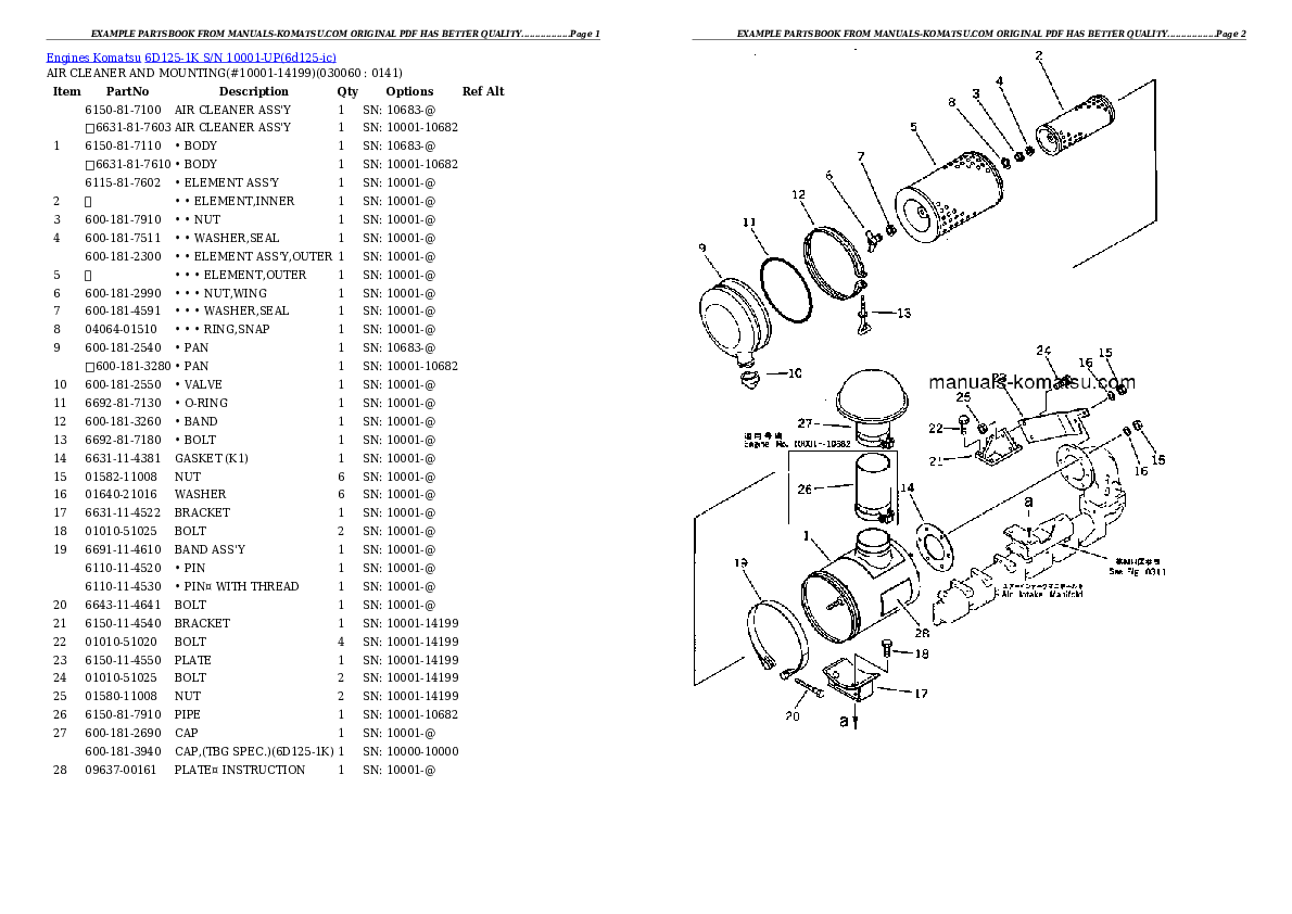 Protected: 6D125-1K S/N 10001-UP Partsbook