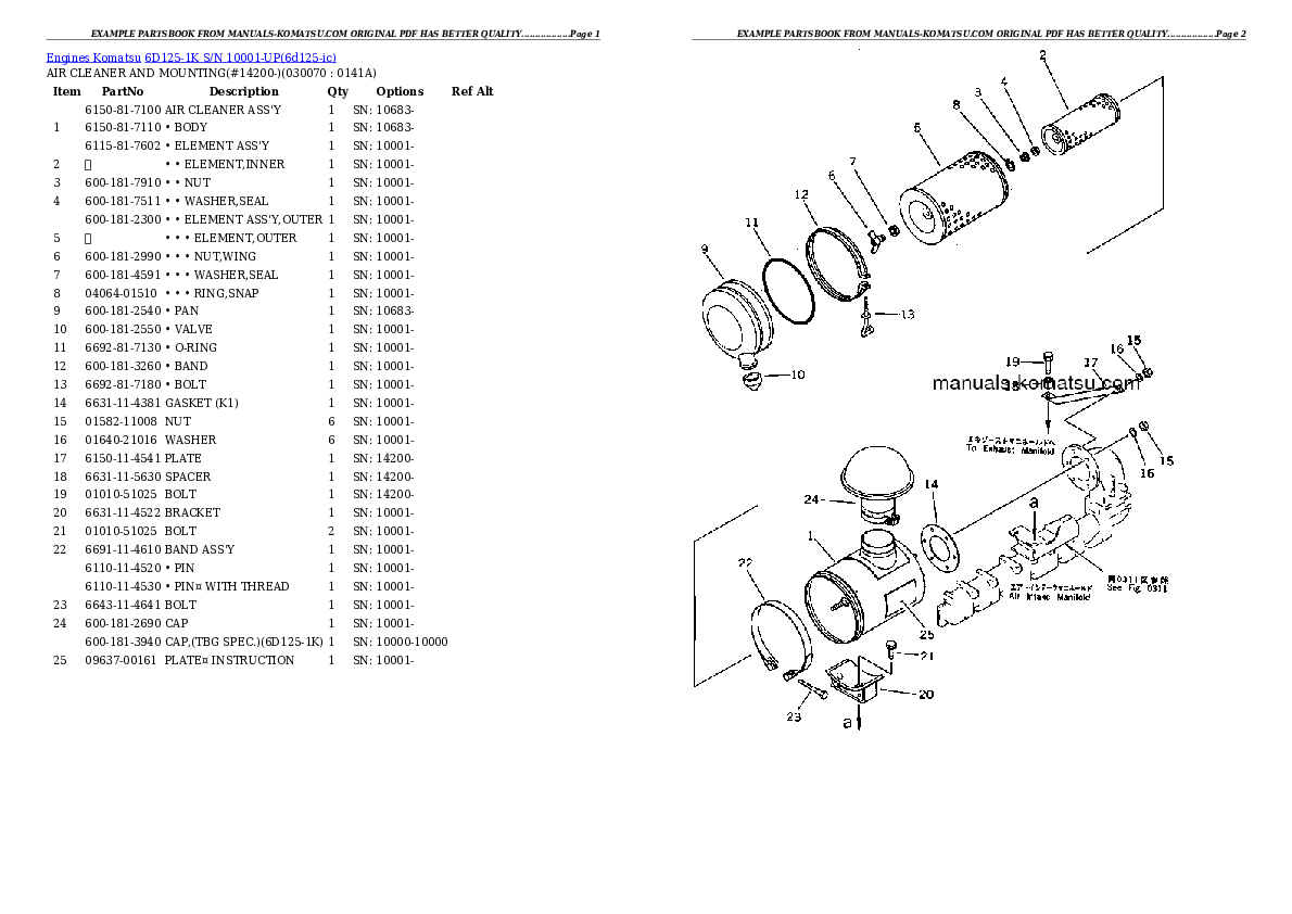 Protected: 6D125-1K S/N 10001-UP Partsbook