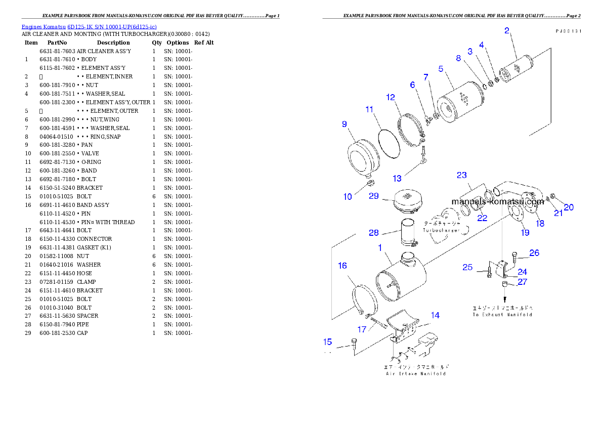 Protected: 6D125-1K S/N 10001-UP Partsbook