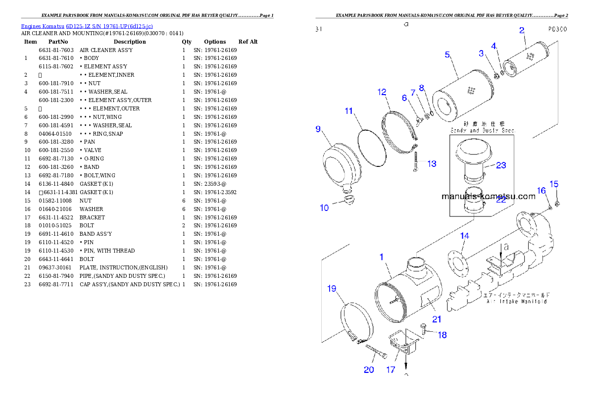 Protected: 6D125-1Z S/N 19761-UP Partsbook
