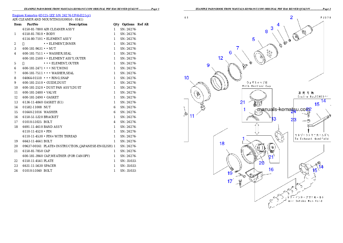 Protected: 6D125-1ZZ S/N 26276-UP Partsbook