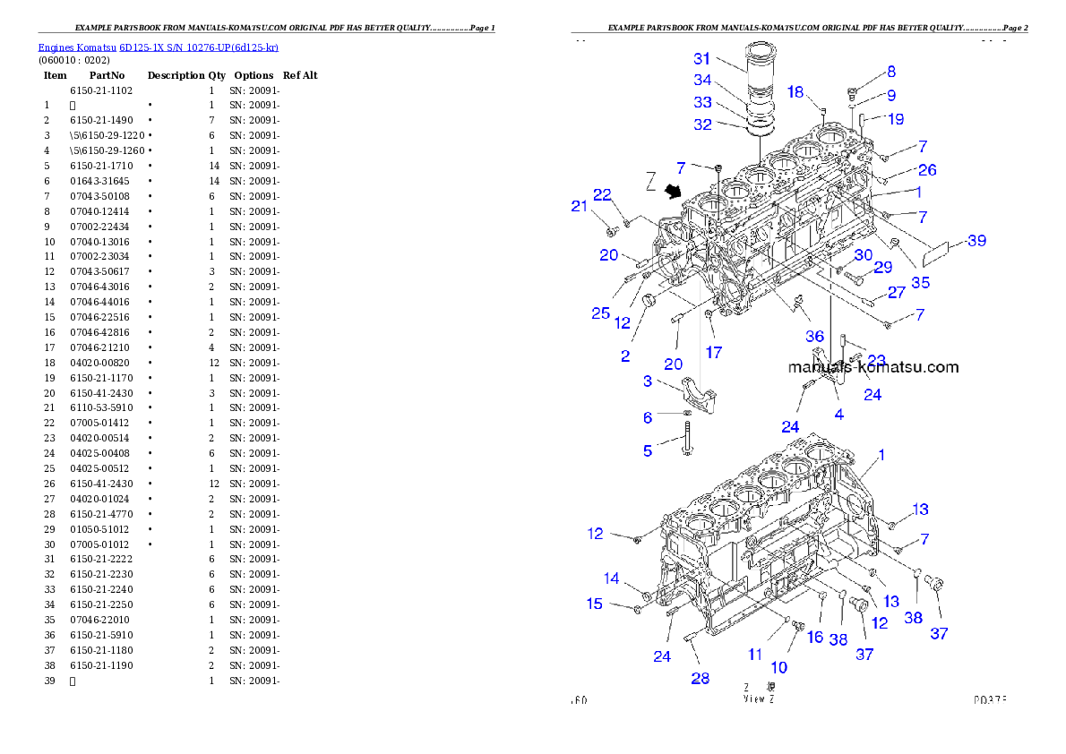 Protected: 6D125-1X S/N 10276-UP Partsbook