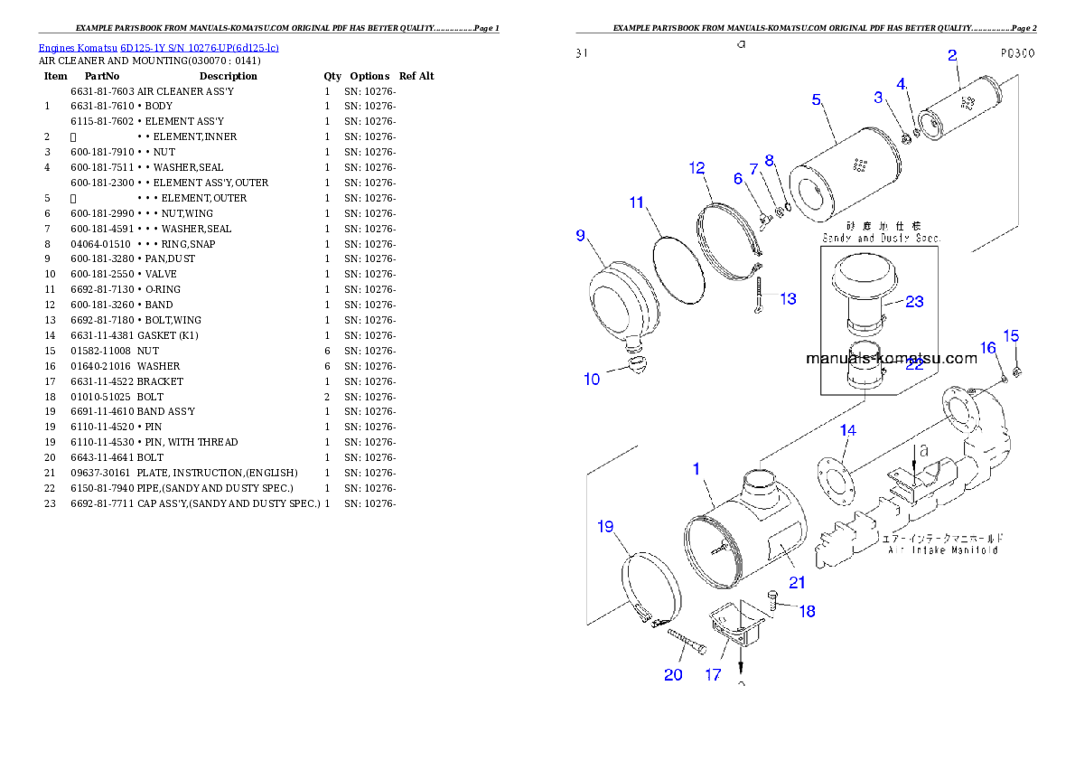 Protected: 6D125-1Y S/N 10276-UP Partsbook