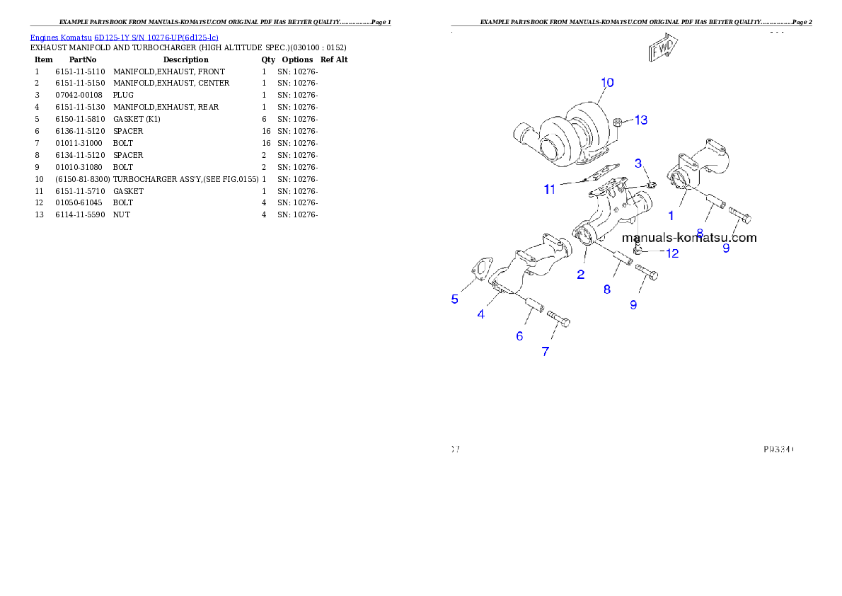 Protected: 6D125-1Y S/N 10276-UP Partsbook
