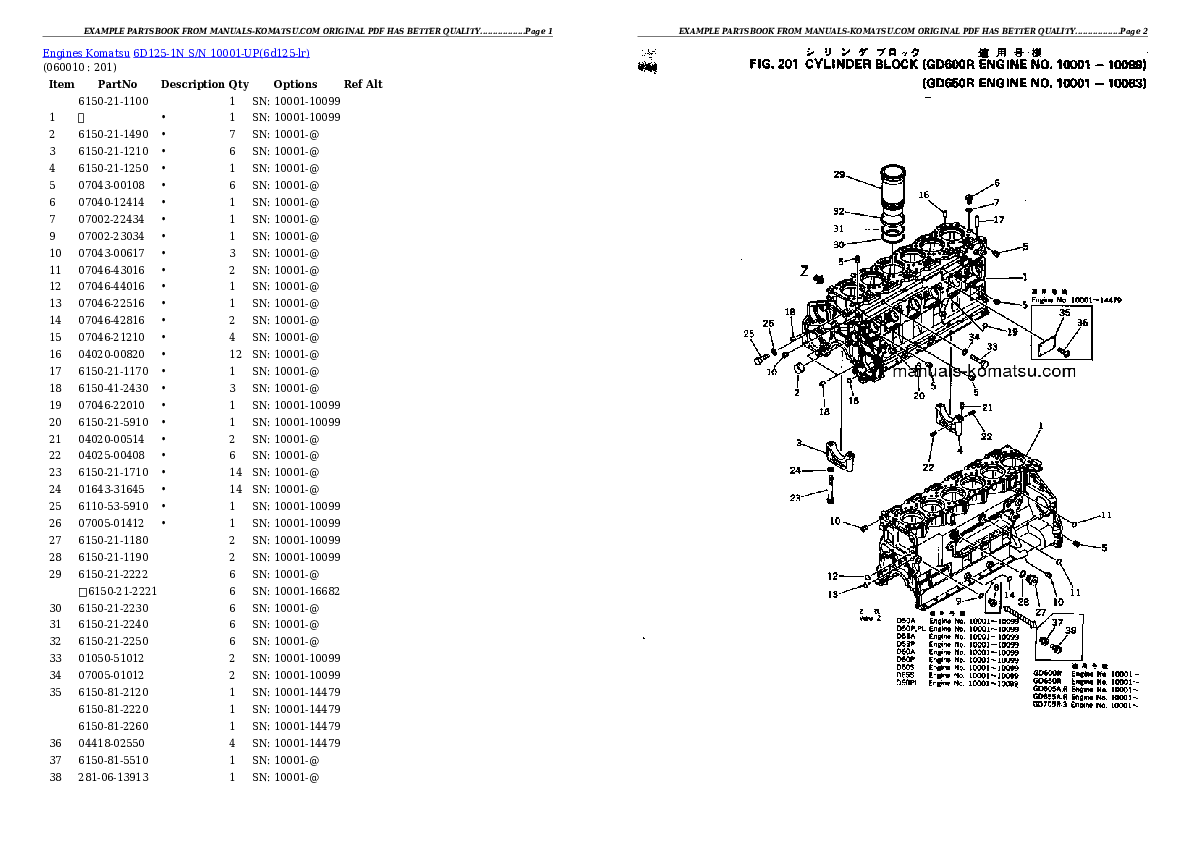 Protected: 6D125-1N S/N 10001-UP Partsbook