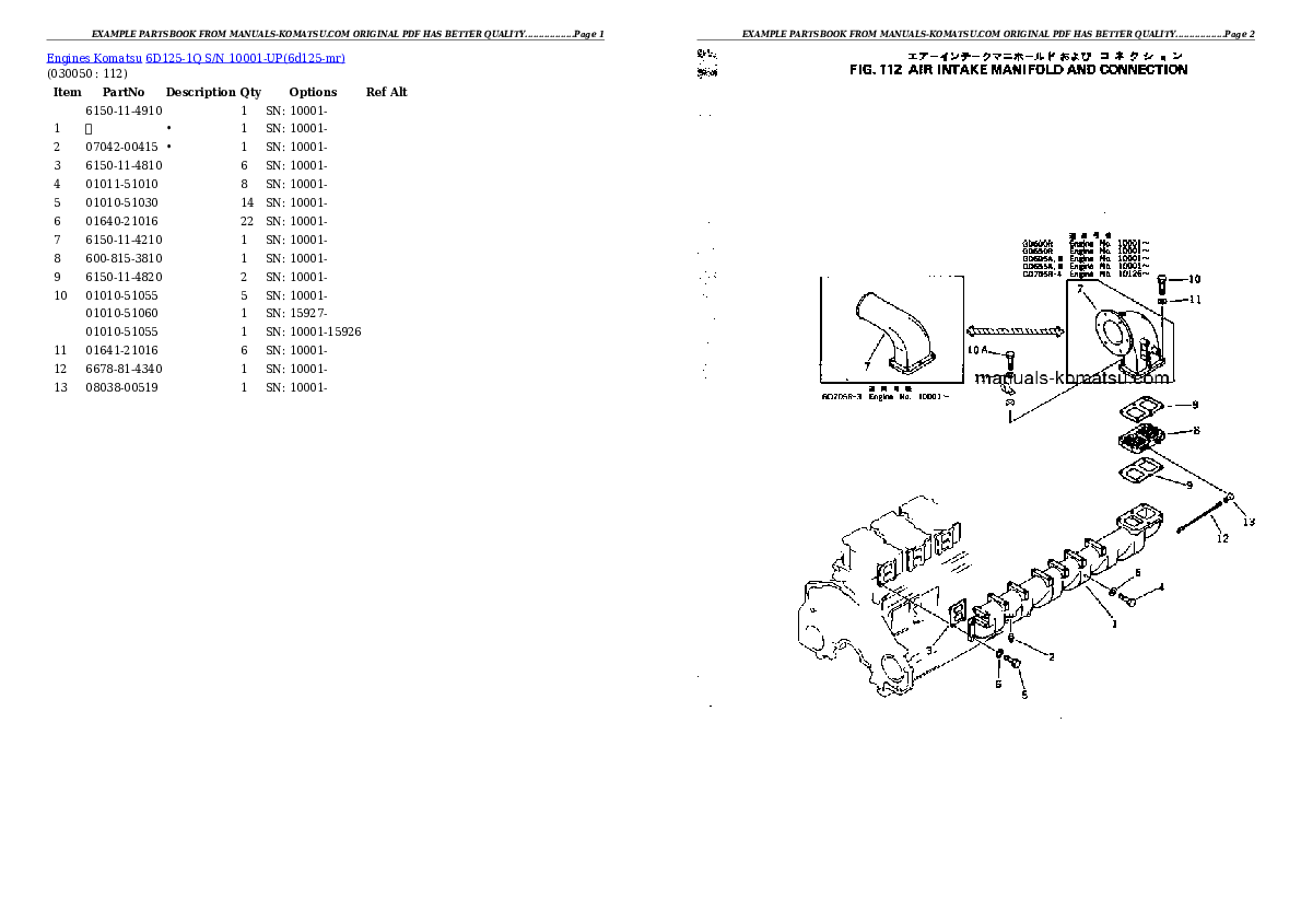 Protected: 6D125-1Q S/N 10001-UP Partsbook