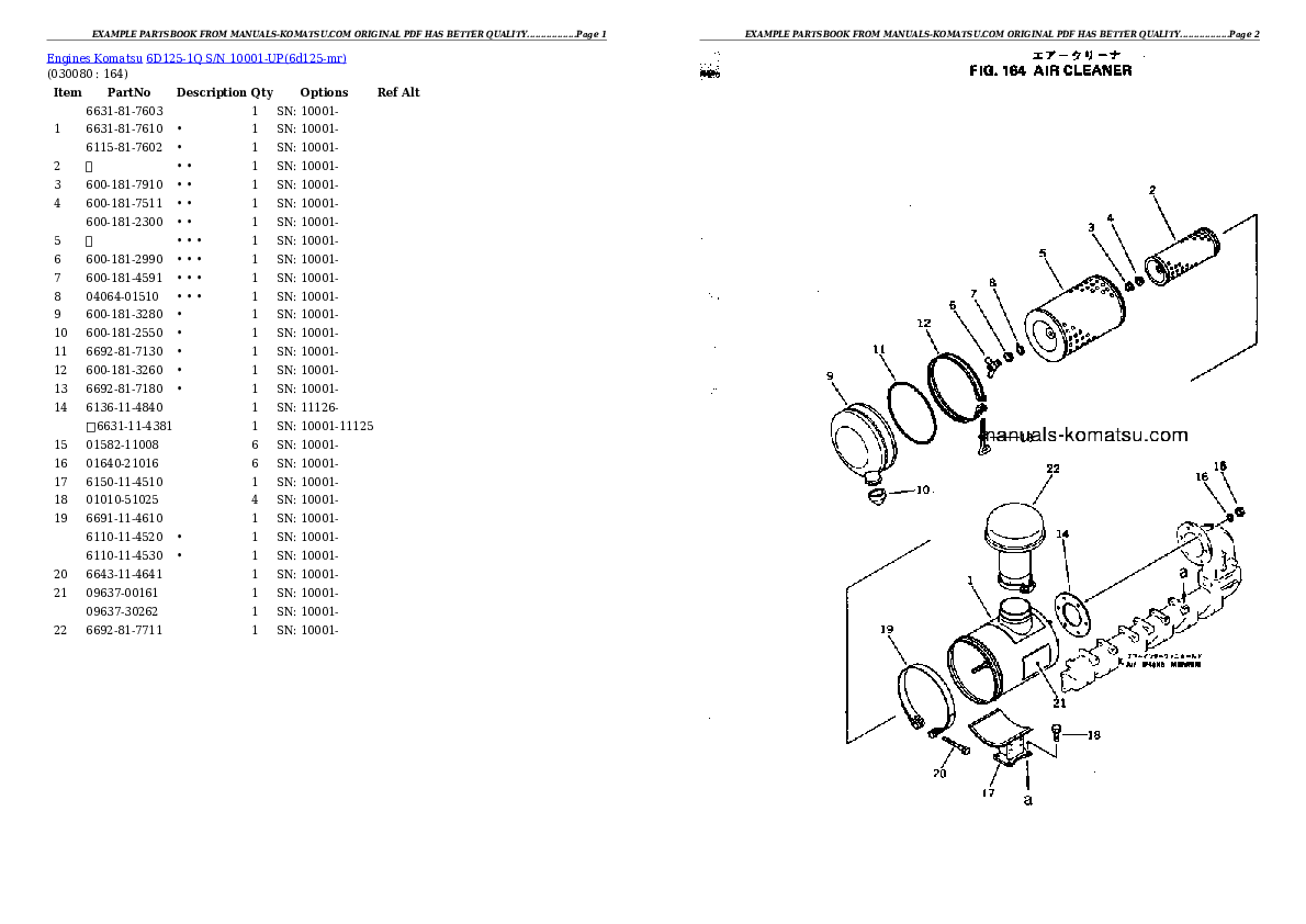 Protected: 6D125-1Q S/N 10001-UP Partsbook