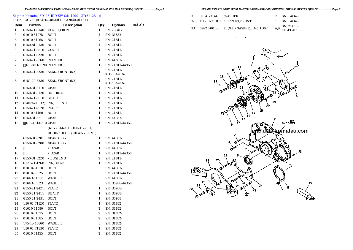Protected: 6D125-1DD-EW S/N 10001-UP Partsbook