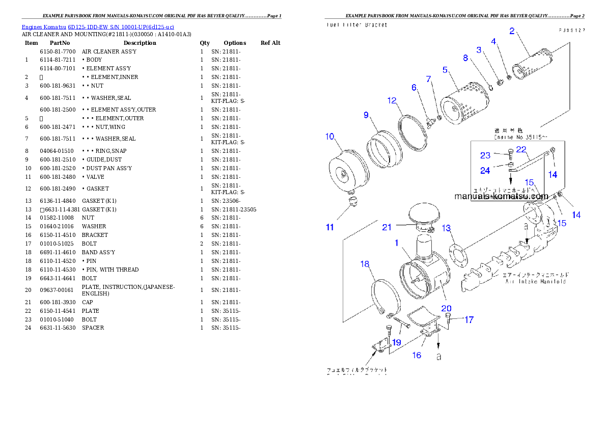 Protected: 6D125-1DD-EW S/N 10001-UP Partsbook
