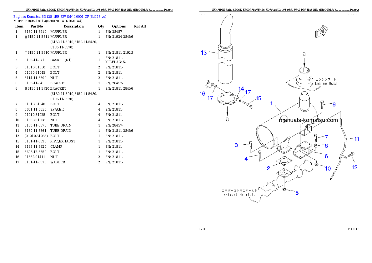 Protected: 6D125-1EE-EW S/N 10001-UP Partsbook