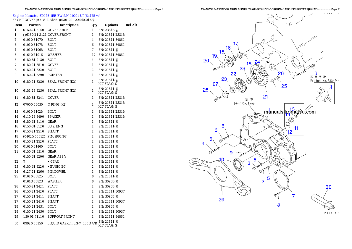 Protected: 6D125-1EE-EW S/N 10001-UP Partsbook