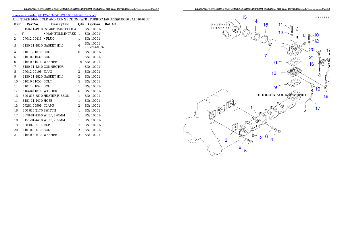 Protected: 6D125-1G-EW S/N 10001-UP Partsbook