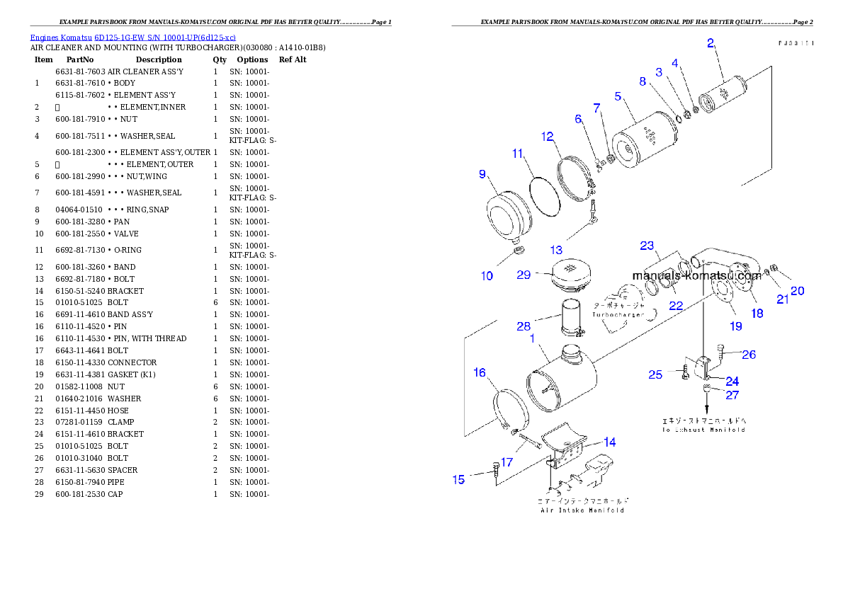Protected: 6D125-1G-EW S/N 10001-UP Partsbook
