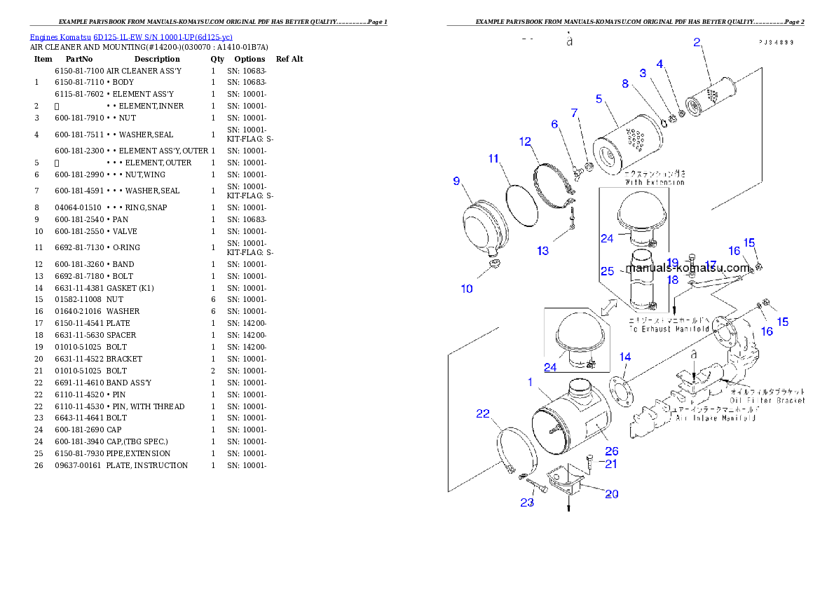 Protected: 6D125-1L-EW S/N 10001-UP Partsbook