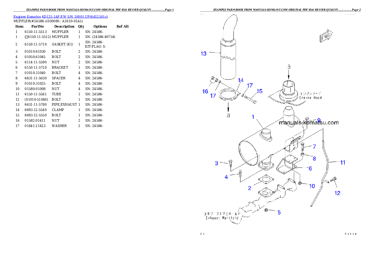 Protected: 6D125-1AF-EW S/N 10001-UP Partsbook