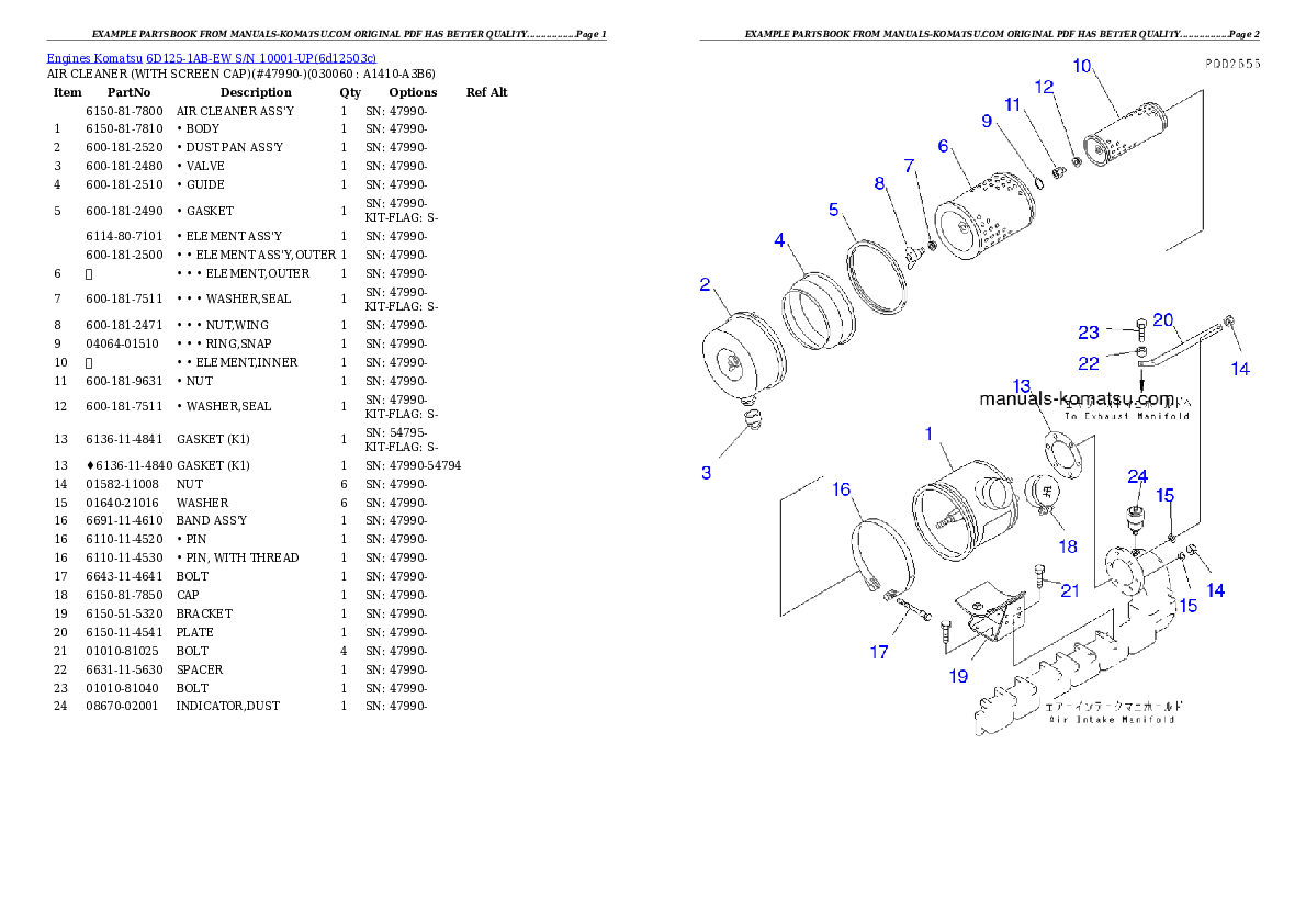 Protected: 6D125-1AB-EW S/N 10001-UP Partsbook