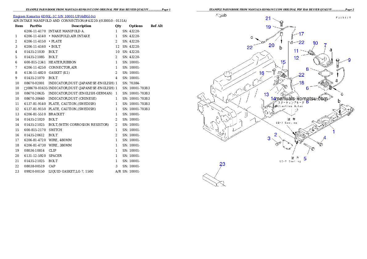 Protected: 6D95L-1C S/N 10001-UP Partsbook