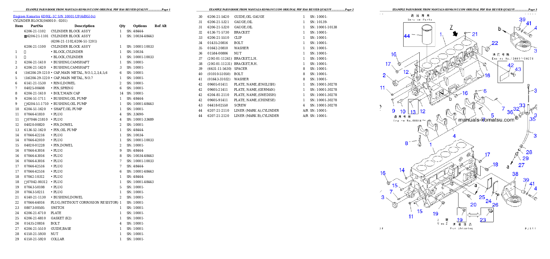 Protected: 6D95L-1C S/N 10001-UP Partsbook