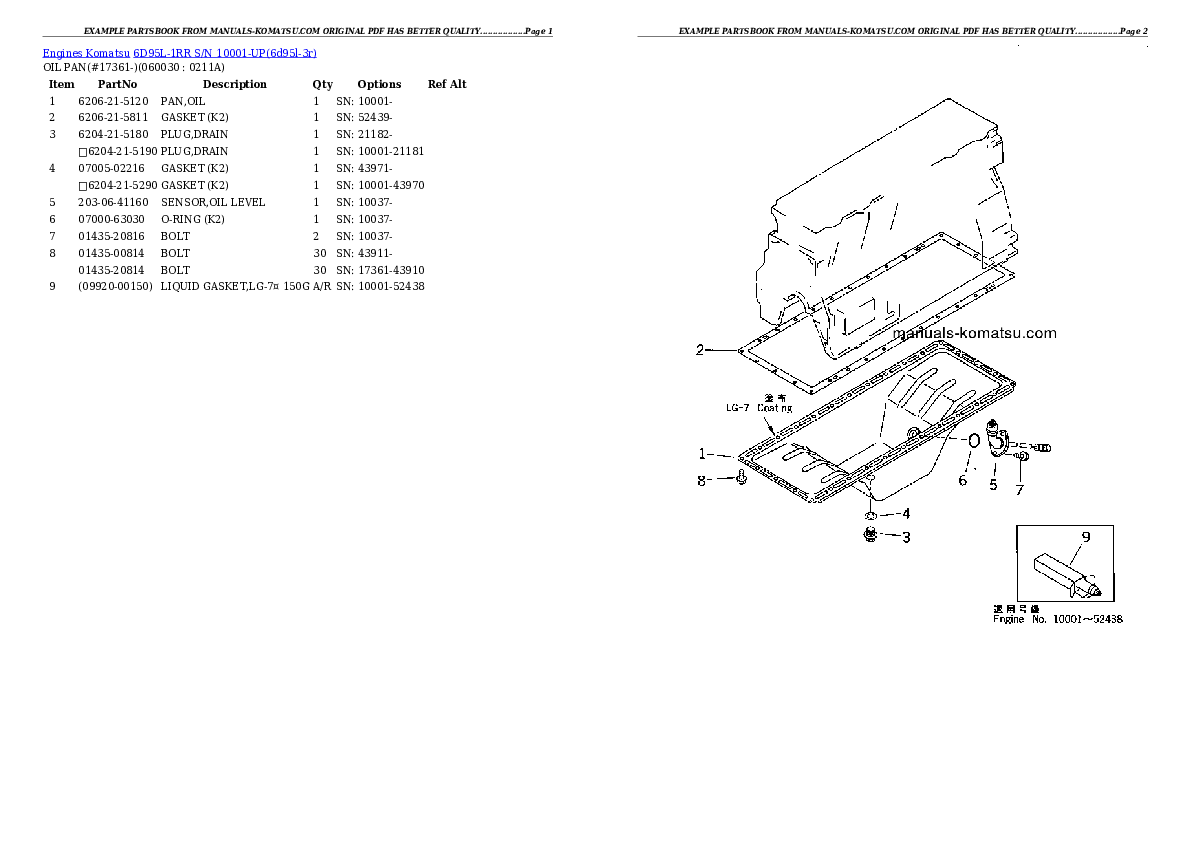 Protected: 6D95L-1RR S/N 10001-UP Partsbook