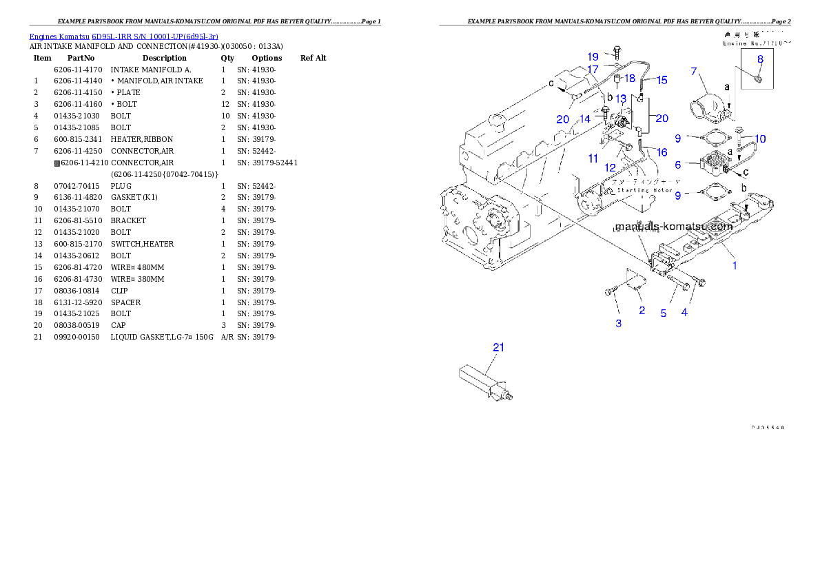 Protected: 6D95L-1RR S/N 10001-UP Partsbook