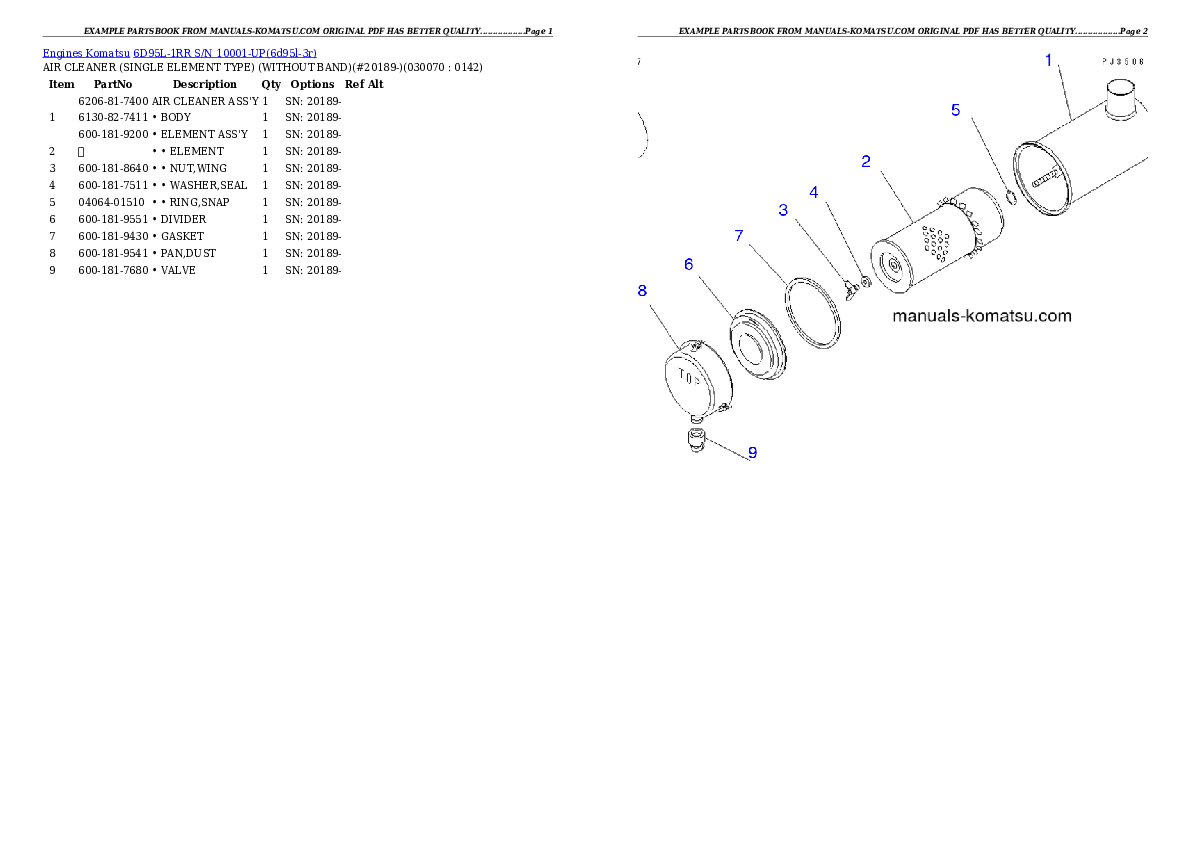 Protected: 6D95L-1RR S/N 10001-UP Partsbook