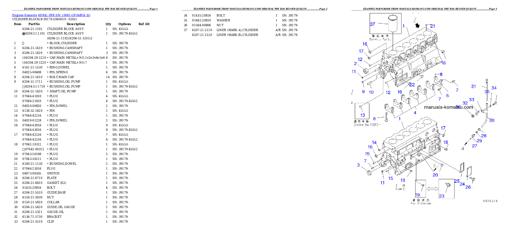 Protected: 6D95L-1RR S/N 10001-UP Partsbook