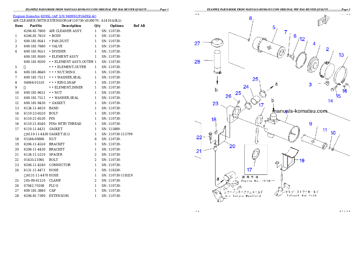 Protected: 6D95L-1AF S/N 96999-UP Partsbook