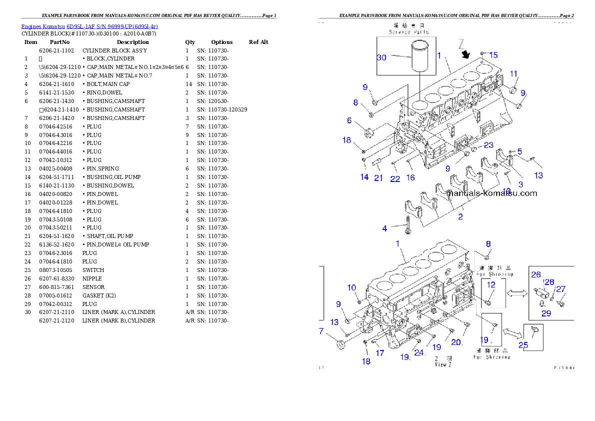 Protected: 6D95L-1AF S/N 96999-UP Partsbook