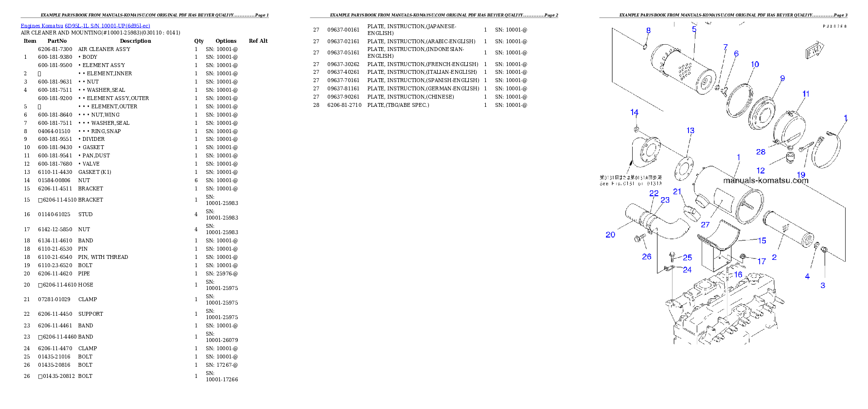 Protected: 6D95L-1L S/N 10001-UP Partsbook