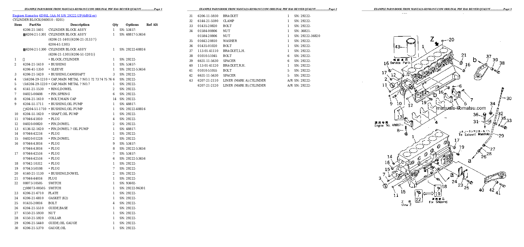 Protected: 6D95L-1AA-M S/N 29222-UP Partsbook