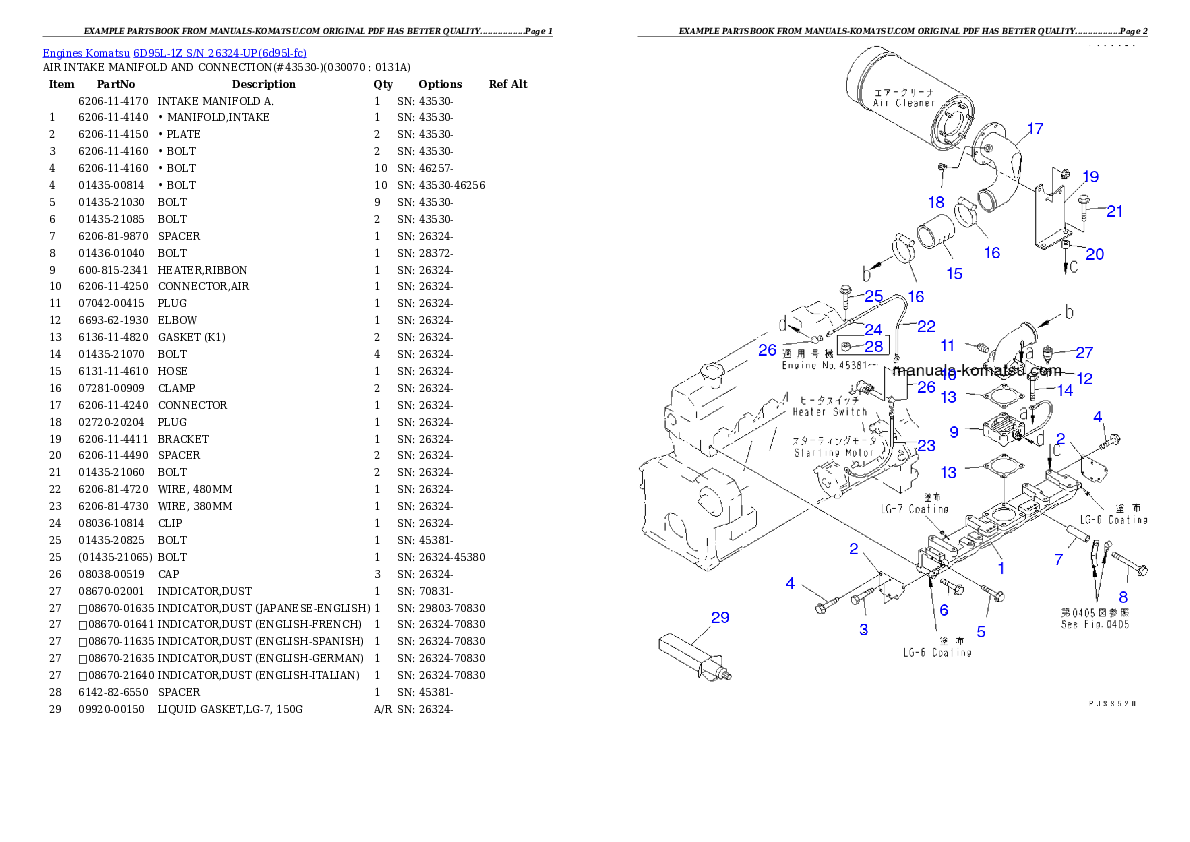 Protected: 6D95L-1Z S/N 26324-UP Partsbook