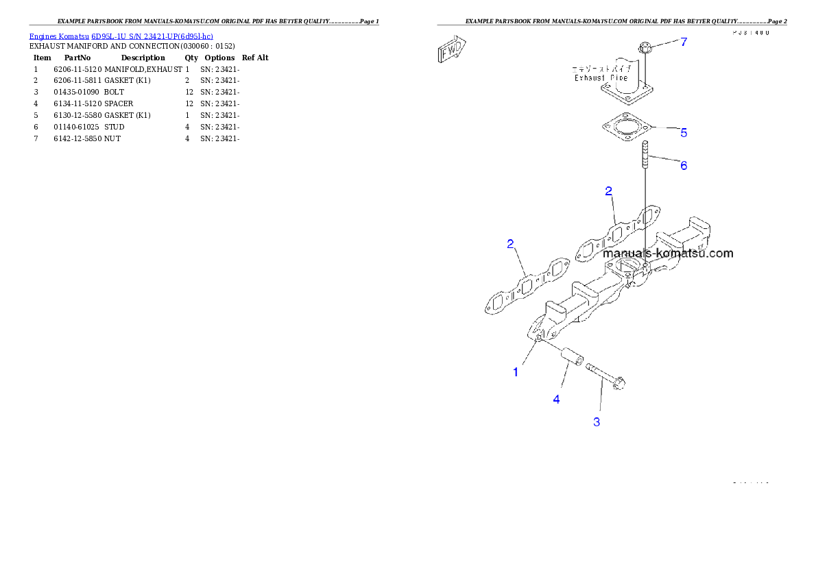 Protected: 6D95L-1U S/N 23421-UP Partsbook