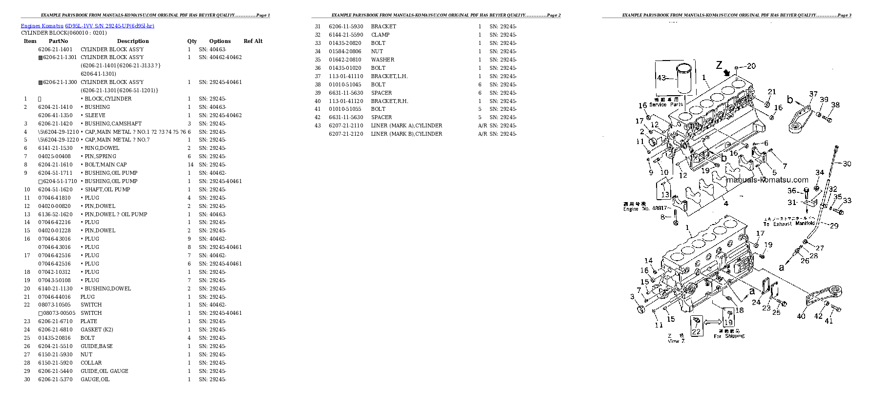 Protected: 6D95L-1VV S/N 29245-UP Partsbook