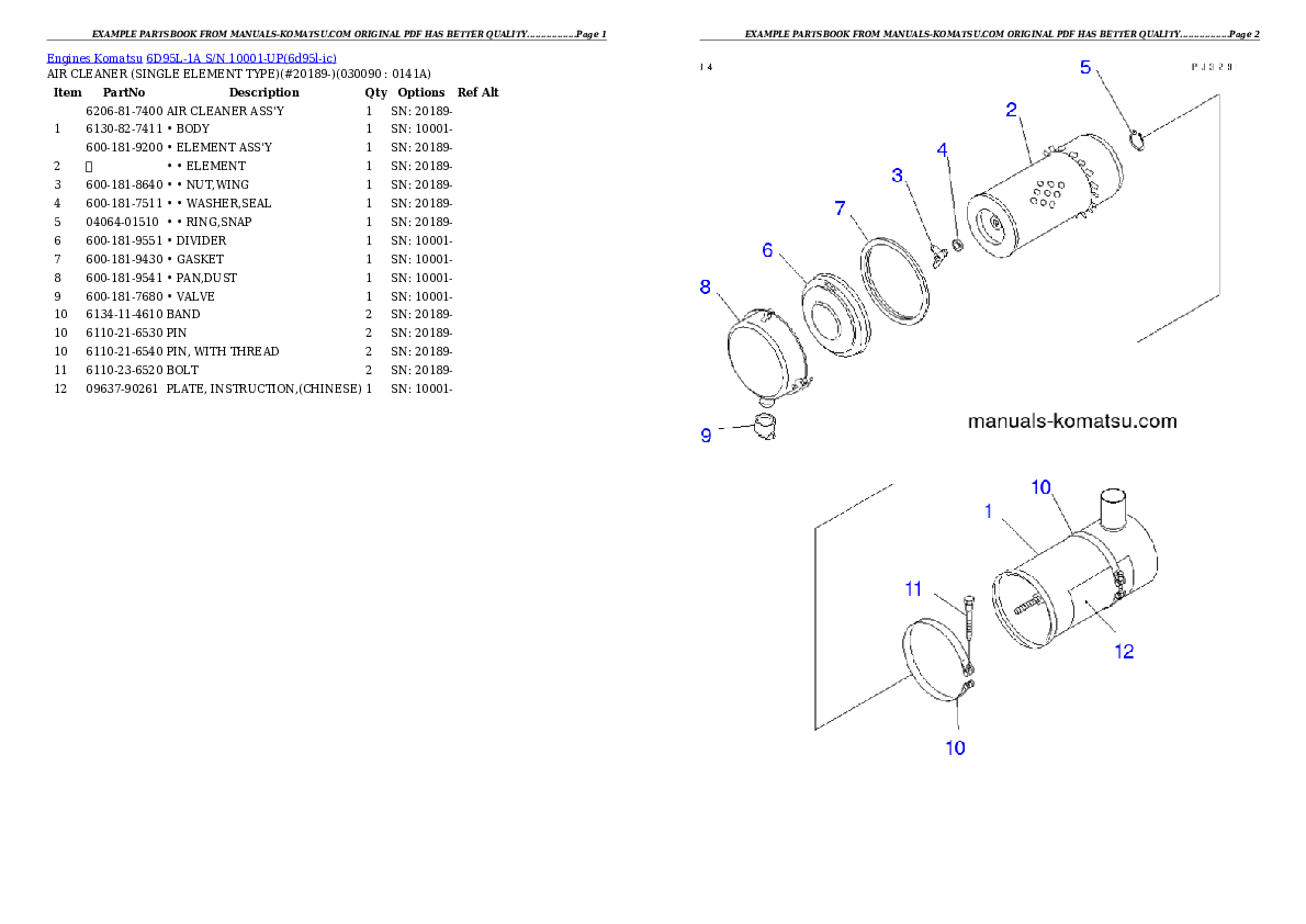 Protected: 6D95L-1A S/N 10001-UP Partsbook