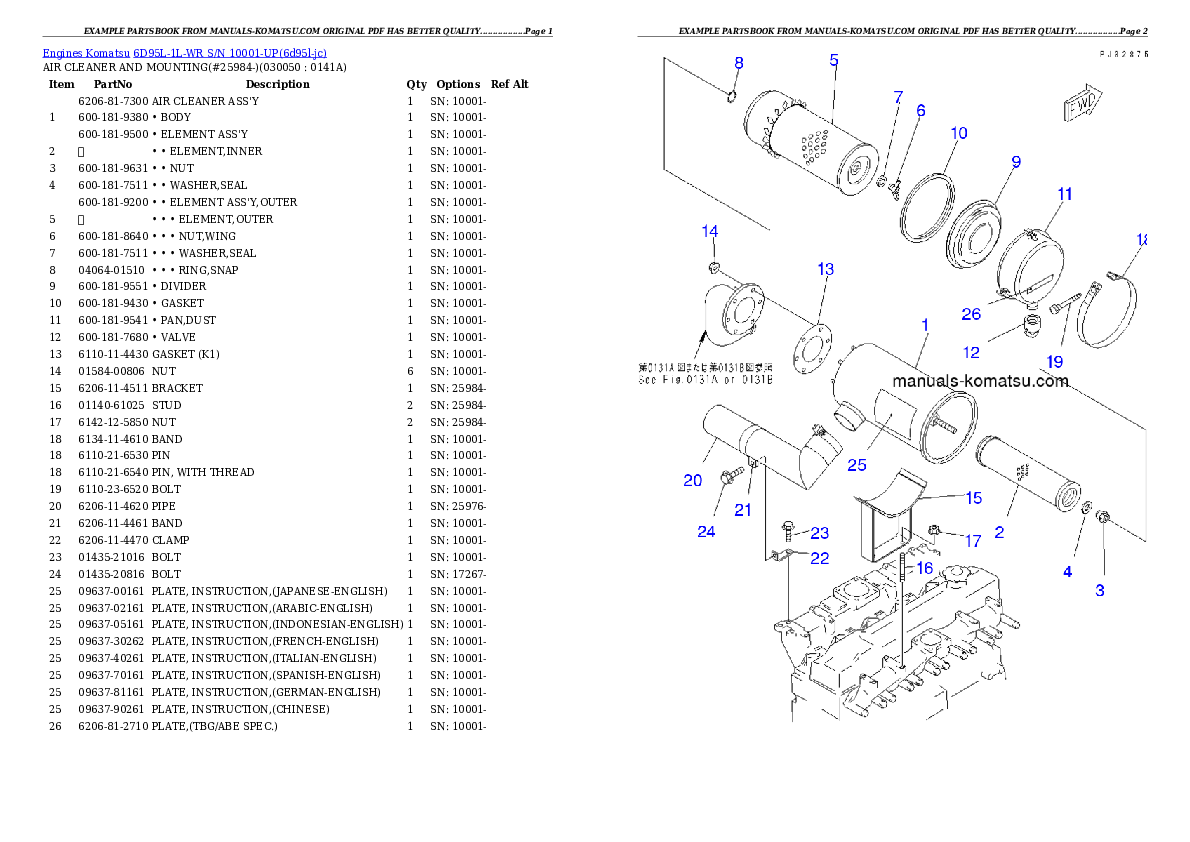 Protected: 6D95L-1L-WR S/N 10001-UP Partsbook