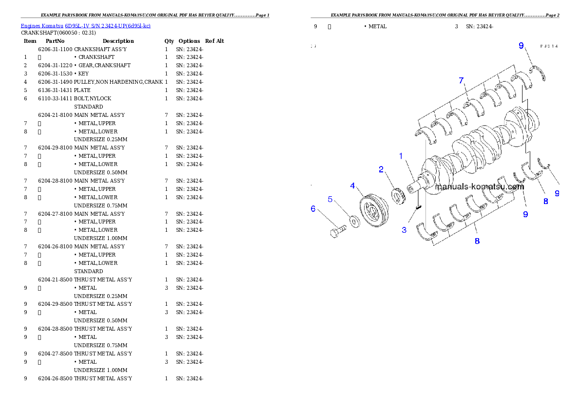 Protected: 6D95L-1V S/N 23424-UP Partsbook