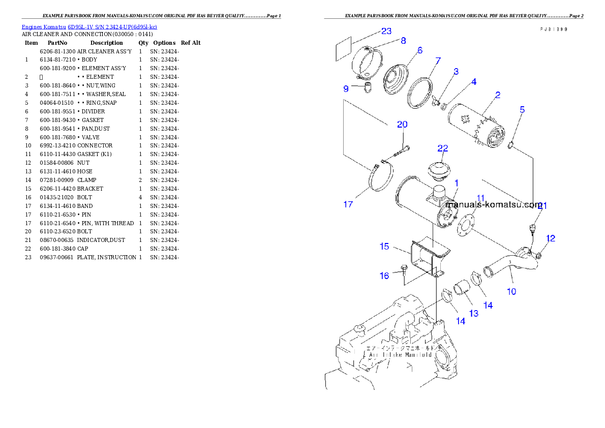 Protected: 6D95L-1V S/N 23424-UP Partsbook