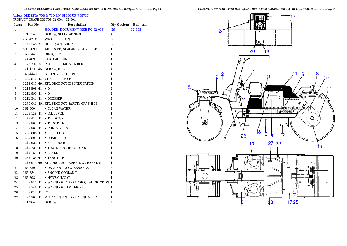 708 & 710 S/N 61880-UP Partsbook