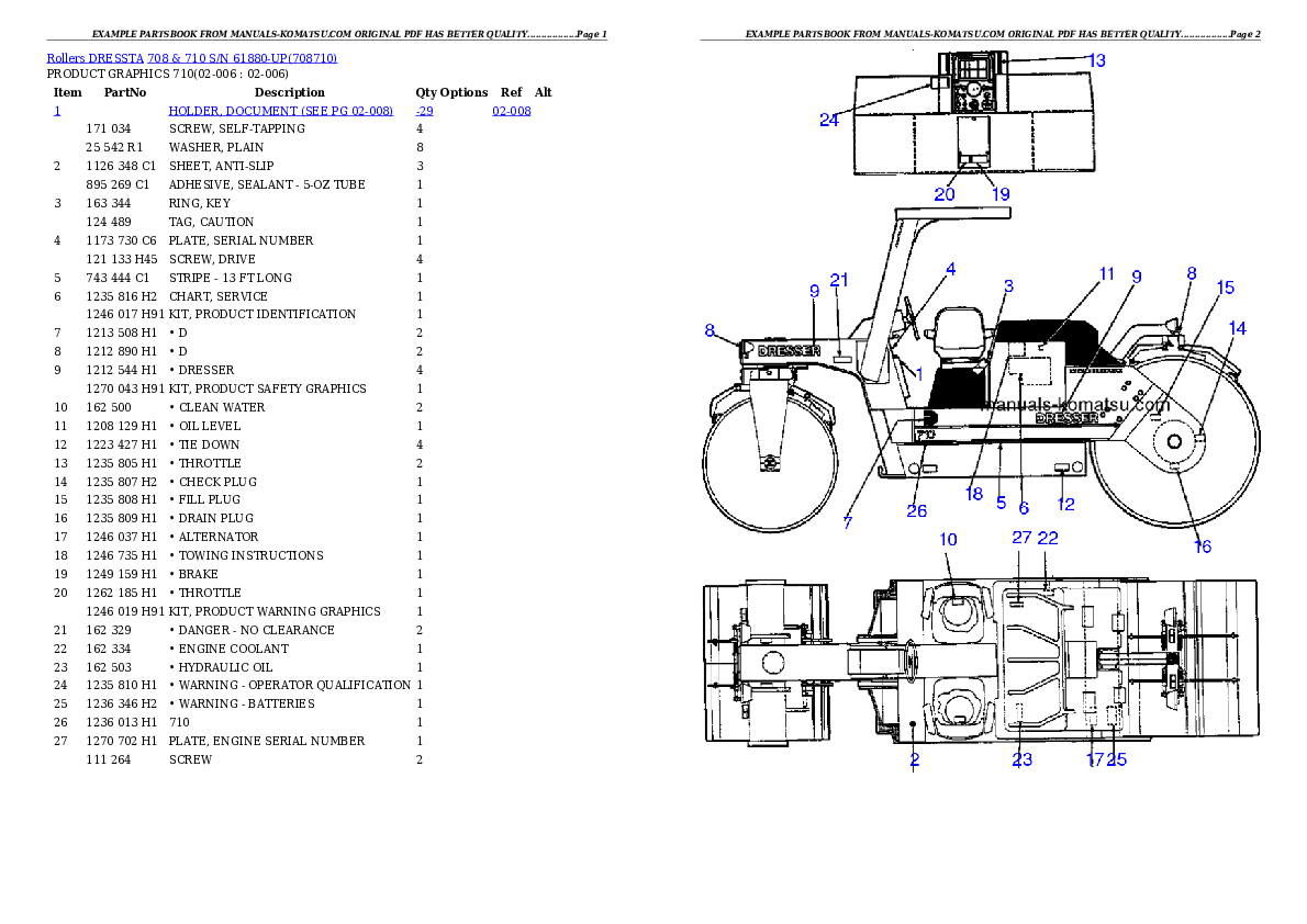 708 & 710 S/N 61880-UP Partsbook