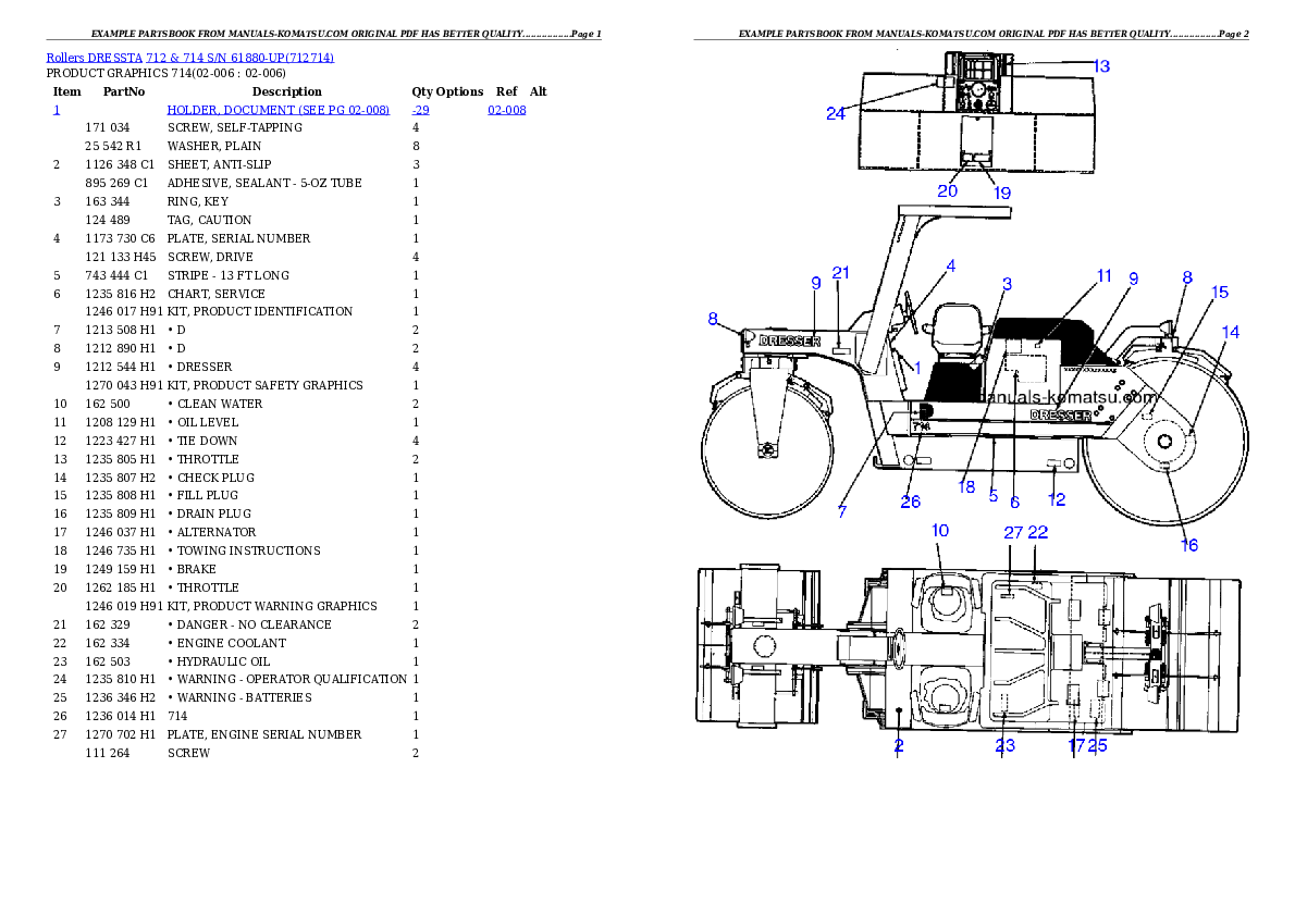 712 & 714 S/N 61880-UP Partsbook